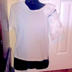 white dress t-shirt will decorated sleeve.